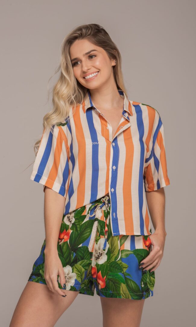 Short Âncora Listra Bicolor